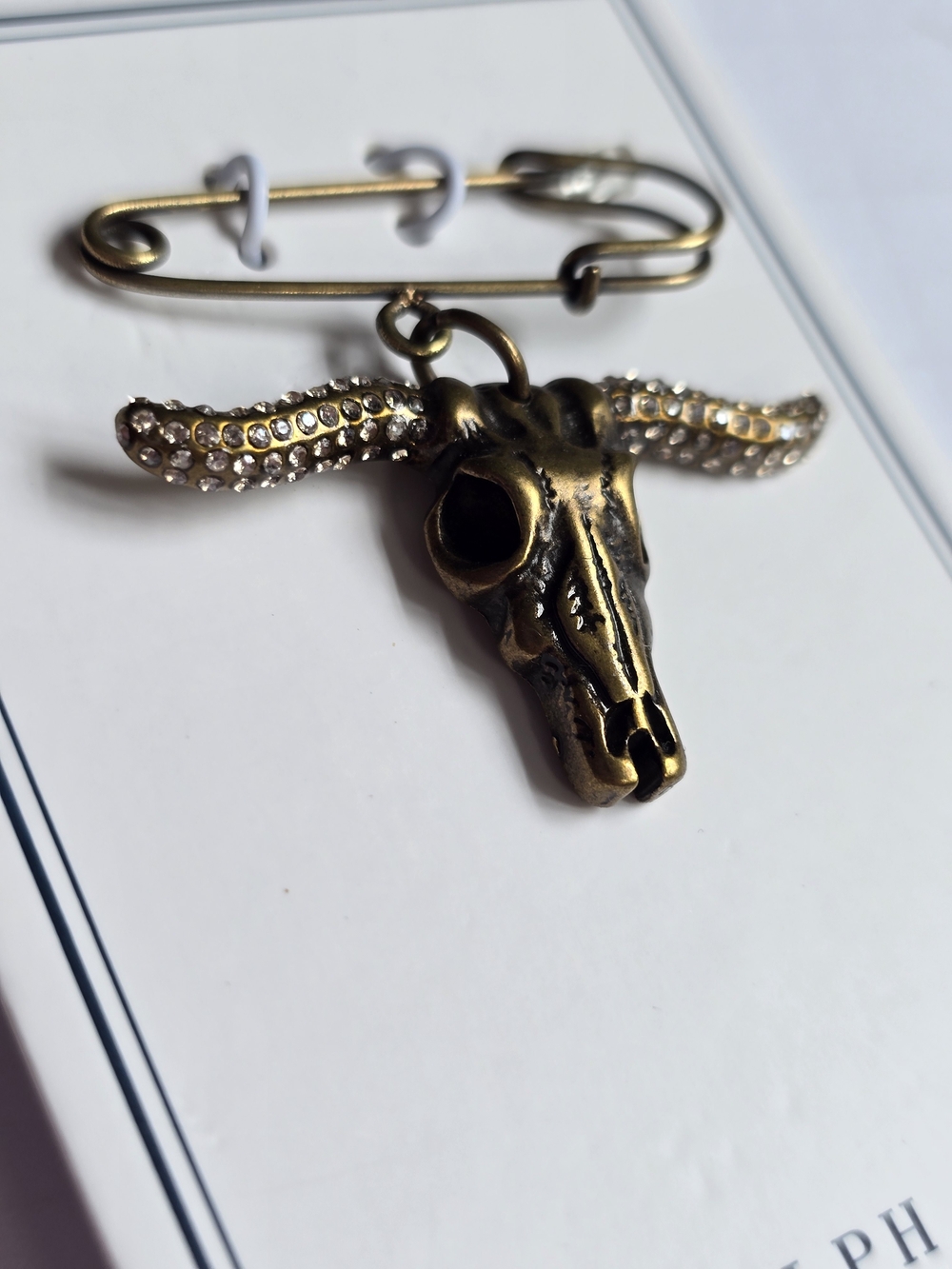 Polo by Ralph Lauren Antique Gold Longhorn Pin Cow Skull Brooch